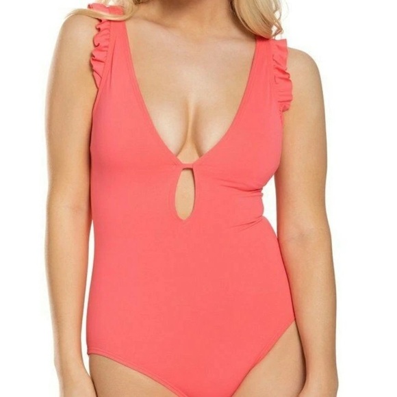 Kate Spade pink Ruffle Swimwear Bathing Suit Swimming One Piece medium - Picture 3 of 7